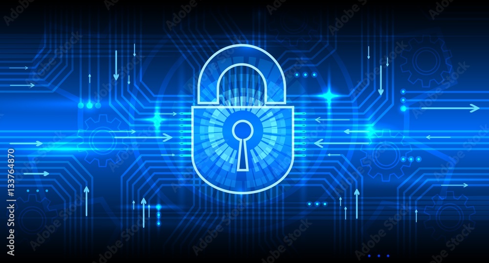 Digital information security concept with lock. Internet secure, privacy and password protection vector background Digital information security concept with lock. Internet secure, privacy and password protection vector background