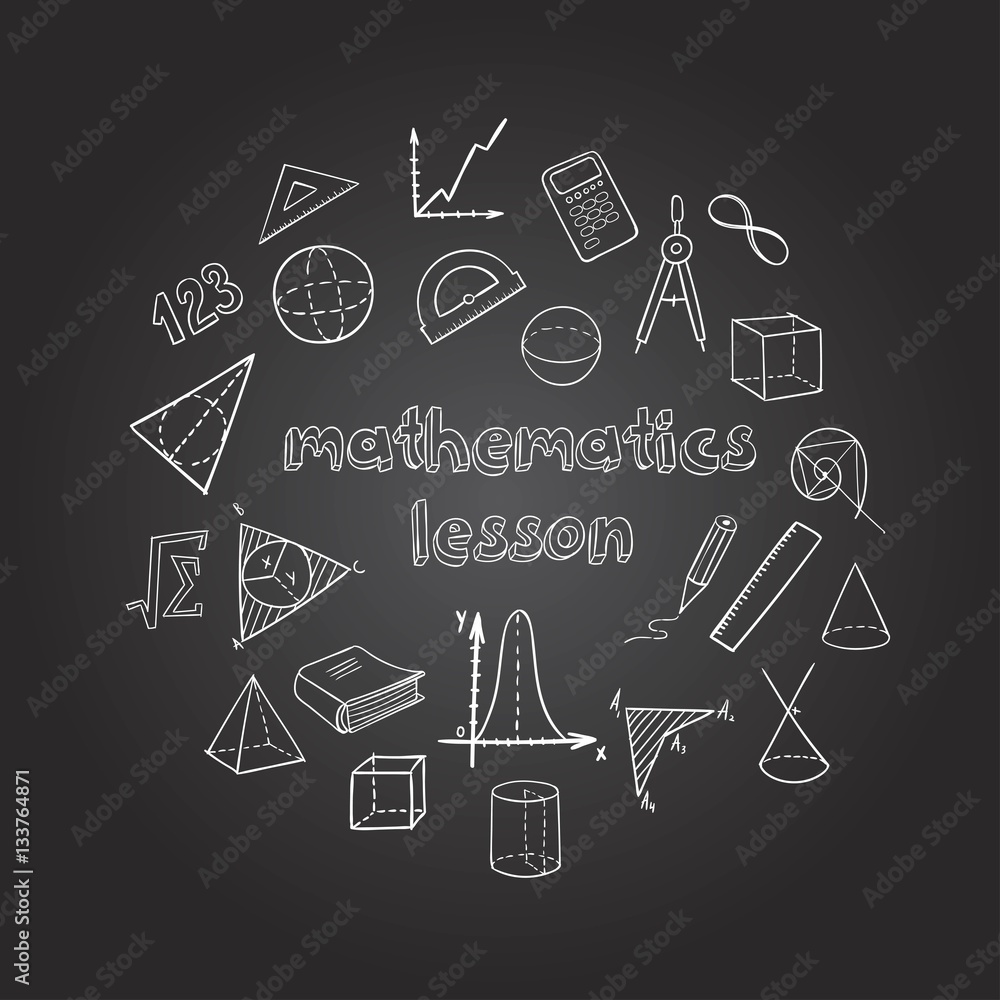 Mathematics Hand Drawn Icons Set Mathematics Hand Drawn Icons Set