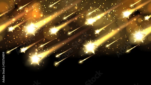 Gold star fall pattern. Holiday awards night vector background with stars rain or awarding shower
