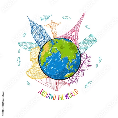 World Travel Sketch Template