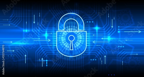 Digital information security concept with lock. Internet secure, privacy and password protection vector background