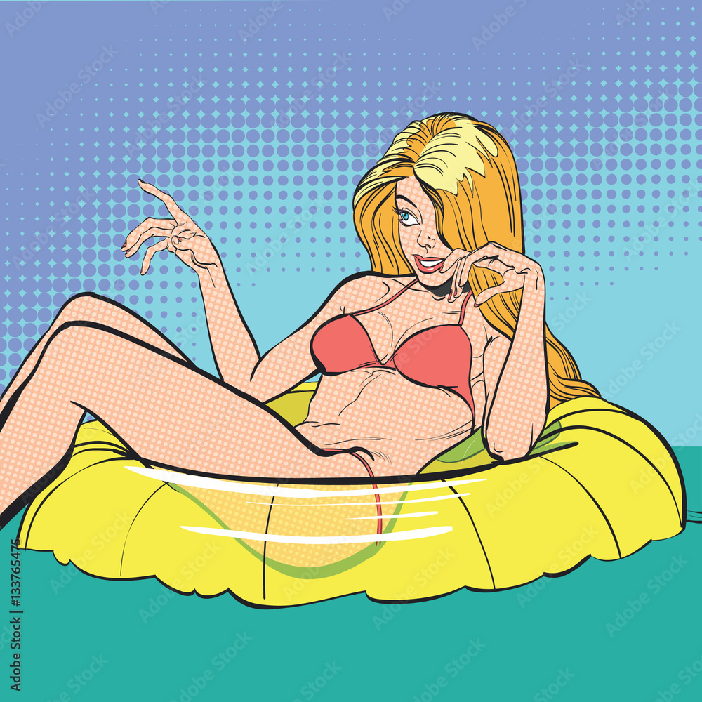 Fototapeta Sexy girl at a swimming pool