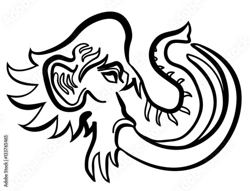 Vector illustration of mammoth prehistoric elephant head
