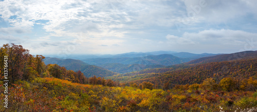 Fall foliage panorama at Shenandoah National Park 
