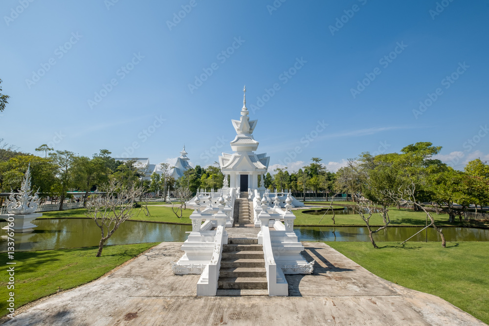 The Buddhist Wat Rong Khun or white temple in Chiang Rai norther