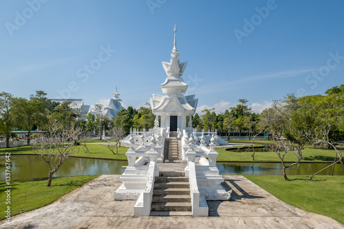 The Buddhist Wat Rong Khun or white temple in Chiang Rai norther