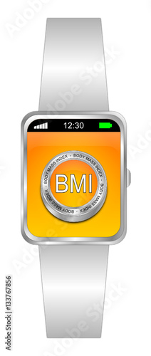 Smartwatch with BMI - Body Mass Index Button - 3D illustration