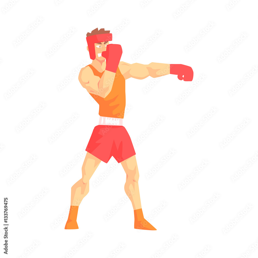 Man In Boxing Gloves And Helmet Box Martial Arts Fighter, Fighting Sports Professional In Traditional Fighting Sportive Clothing Man In Boxing Gloves And Helmet Box Martial Arts Fighter, Fighting Sports Professional In Traditional Fighting Sportive Clothing