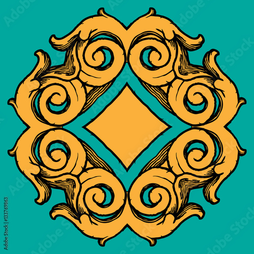 Colorized hand drawn vector ornament