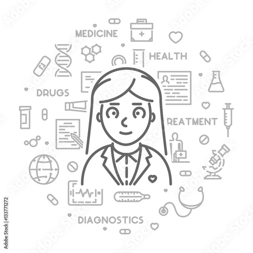 Vector line concept for medicine and doctor