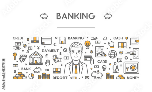 Vector line web concept for banking