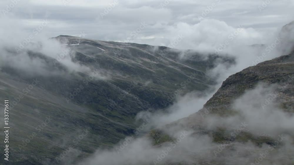 Clouds rolling over Dalsnibba near Geiranger in Norway