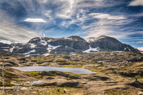 View on the lake from the road Trolltunga, Norway © nedomacki