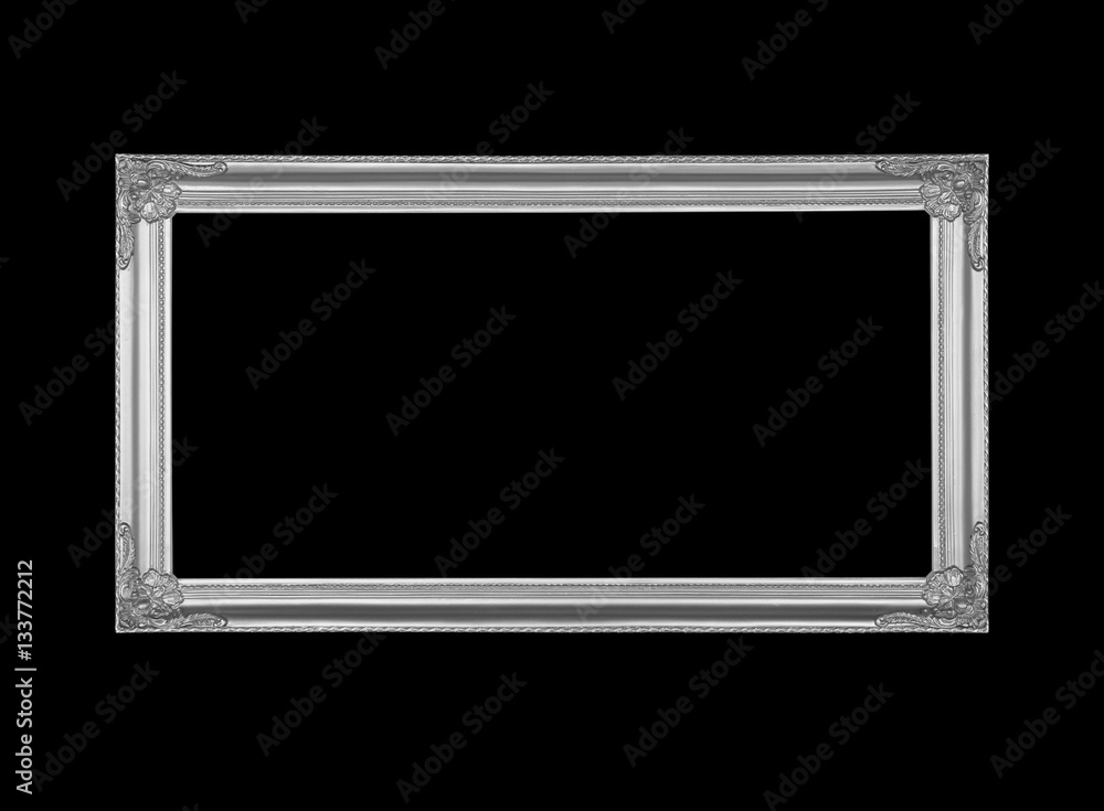 Gray picture frame on black background. Gray picture frame on black background.