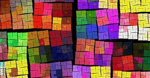 Quadro su tela fractal colorful cubes