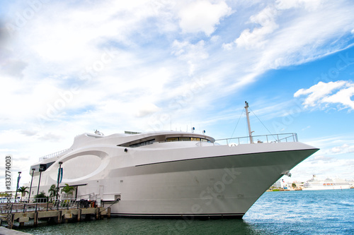 Beautiful white yacht in Miami, USA