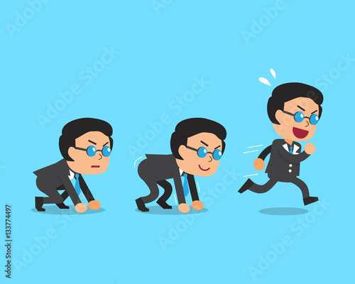 Vector cartoon businessman running step