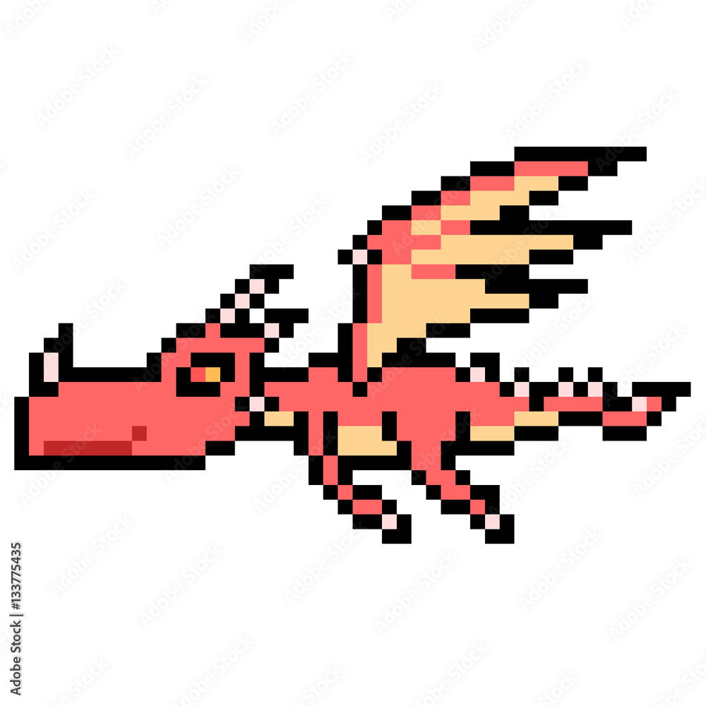 Naklejka premium pixel art dragon