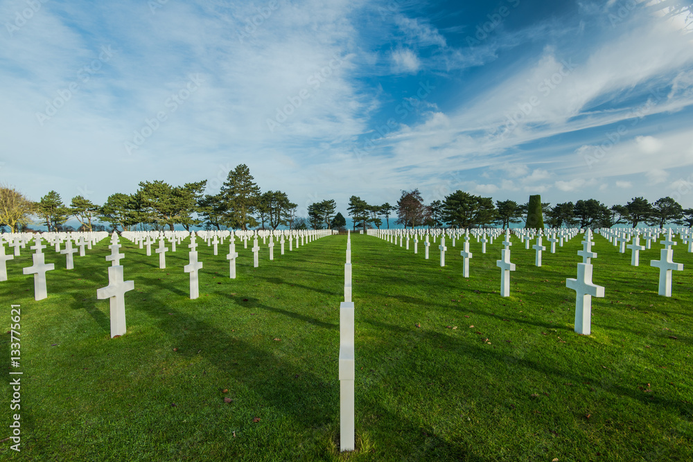 Graveyards of fallen soldiers in Normandy