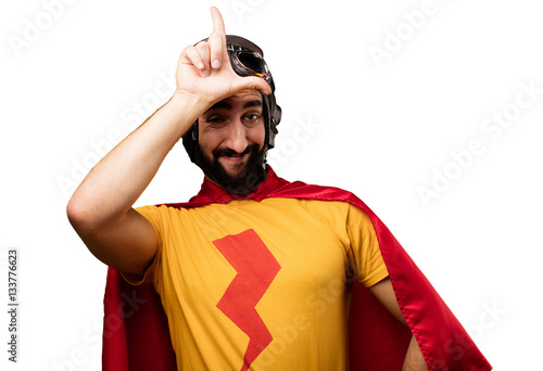 crazy super hero loser sign photo
