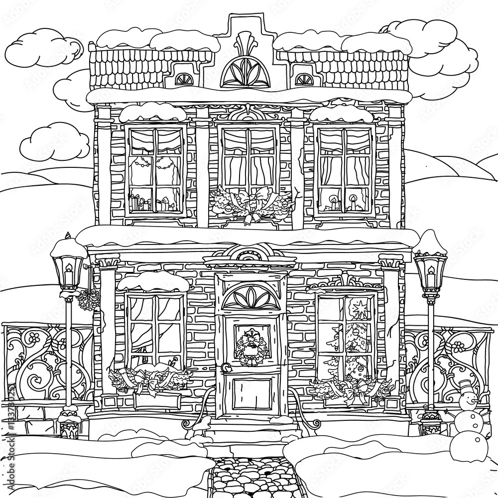Hand drawn vector stock illustration of house Stock Vector | Adobe Stock