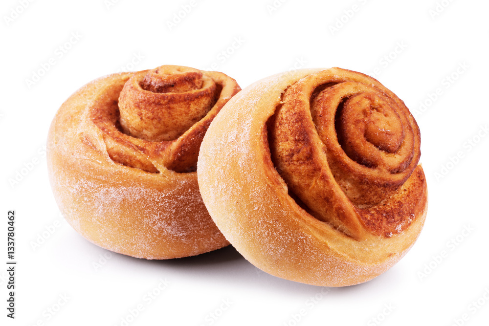 sweet bun with cinnamon isolated on white background sweet bun with cinnamon isolated on white background