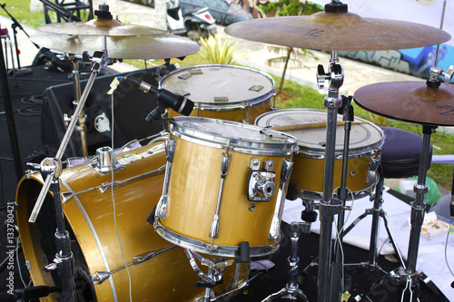 Drum set on a stage photo