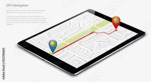 gps navigation map in tablet