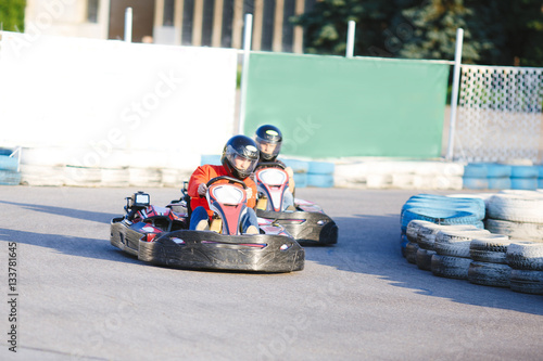 Young Man Is Driving Go-Kart