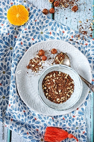 Simple chocolate porridge with fruits © wypiekibeaty