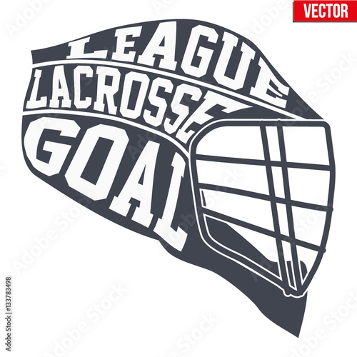 Sports symbols of Lacrosse with typography. Vector Illustration isolated on white background.
