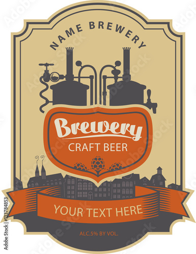 label beer with the old town and the brewery