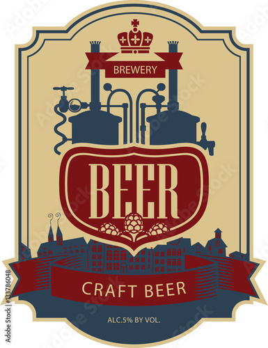 label beer with the old town and the brewery