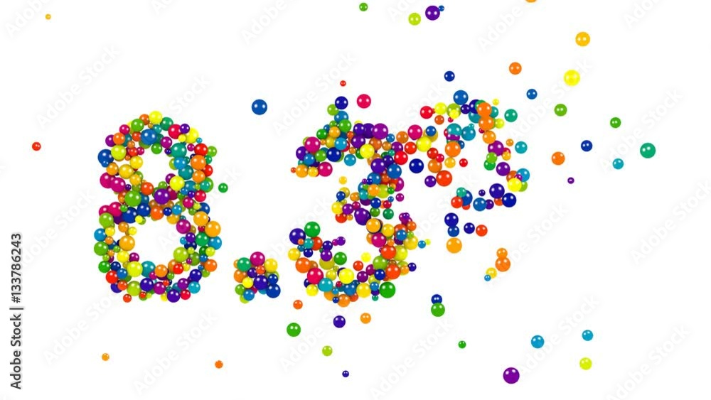Funny eight point three percent sign of little colorful glossy balls isolated on white background Funny eight point three percent sign of little colorful glossy balls isolated on white background