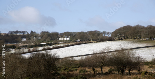 Fototapeta Naklejka Na Ścianę i Meble -  Winter landscape of farmland on Dartmoor in Devon, England,UK. January 2017