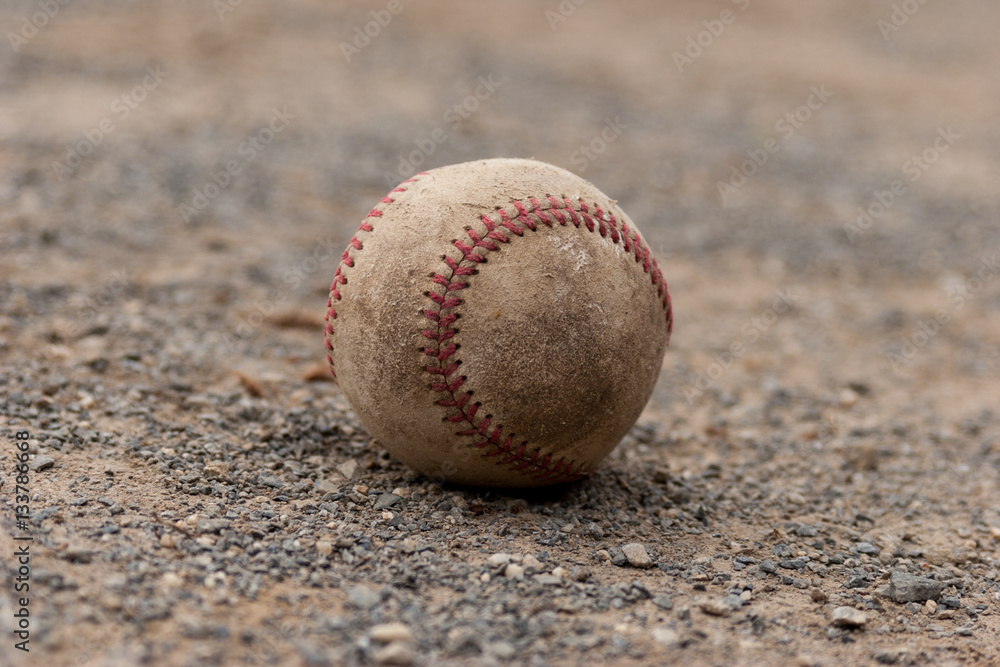 Dirty baseball ball