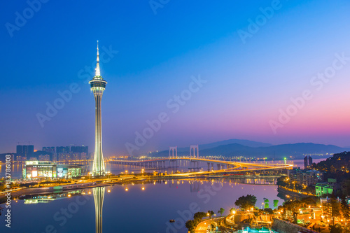 Canvas Print Night view of Macau city in Macau, China.