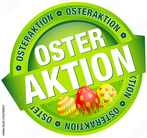 Button Banner "Osteraktion" Ostereier grün/rot