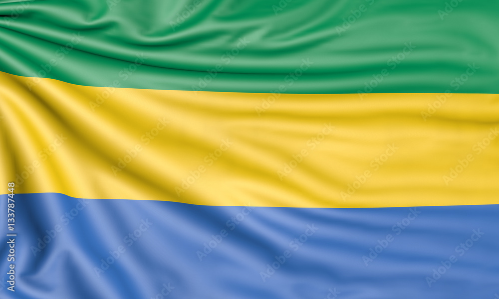 Flag of Gabon, 3d illustration with fabric texture Flag of Gabon, 3d illustration with fabric texture