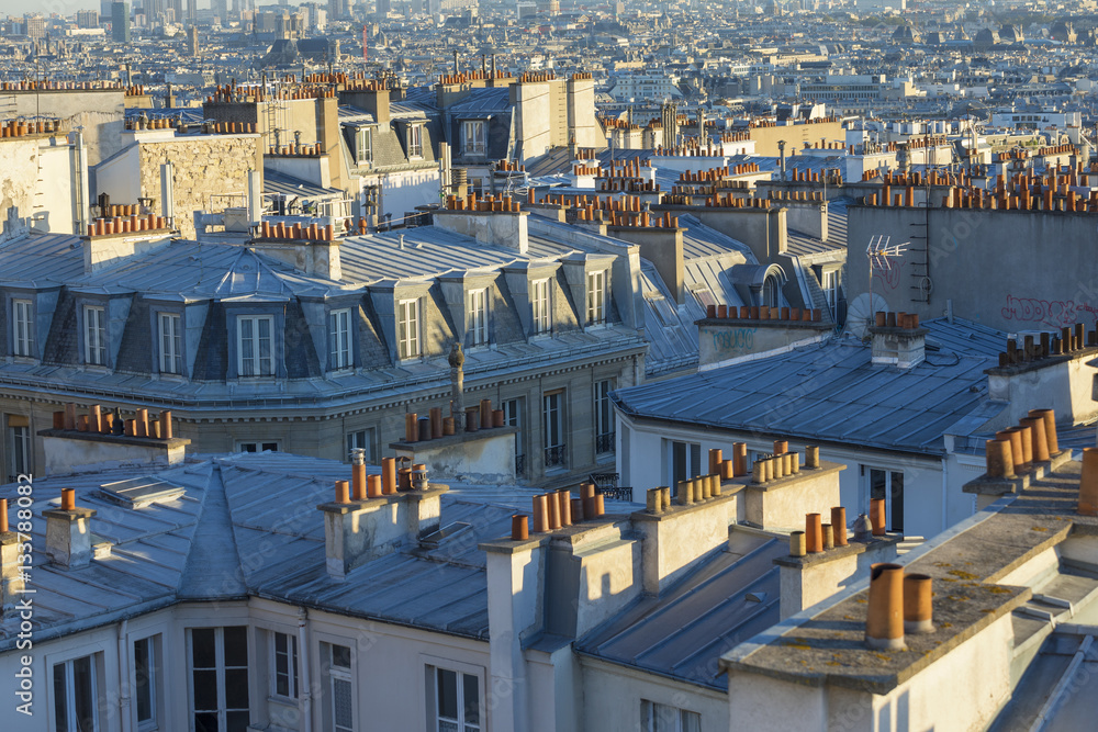 Fototapeta premium View of Paris from Montmartre rooftop