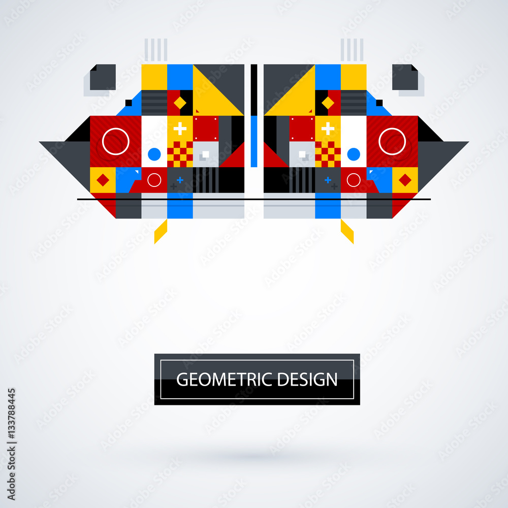Fototapeta premium Abstract symmetric design made of geometric shapes. Useful as print, illustration, CD or book cover.