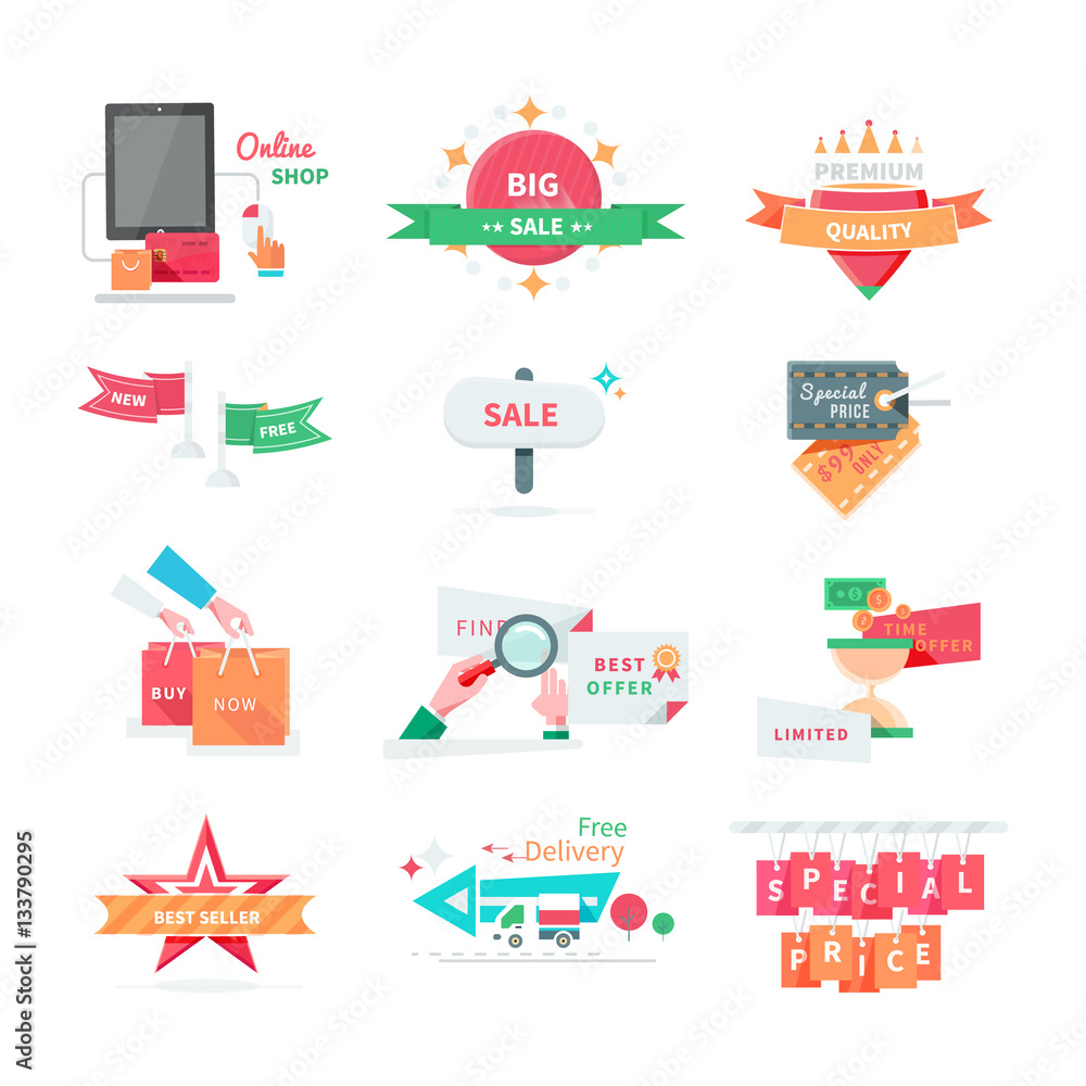 Business Icons for Sale and Discount Promotion Set