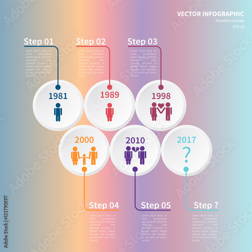 Infographic template, timeline relationship