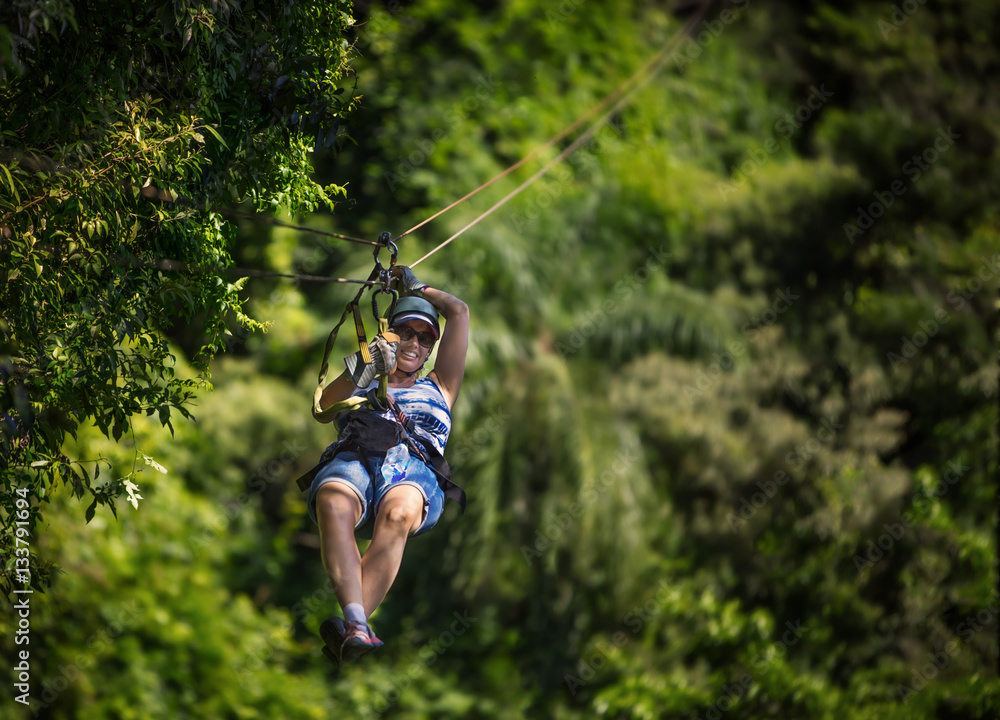 Girl on zip line Girl on zip line