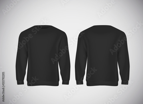 Men black hoody. Realistic mockup. Long sleeve hoody template on