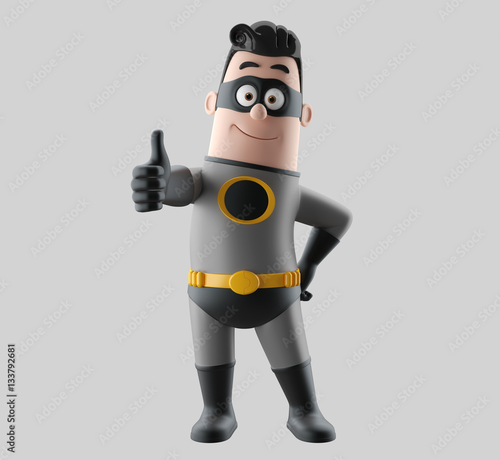 Fun superhero 3d render man Fun superhero 3d render man