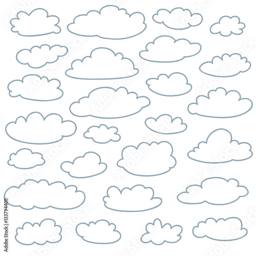 Cloud outlines set of cute simple shapes