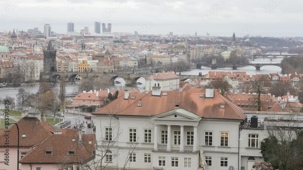 Tilting on Charles bridge over Vltava river in capital of Czechia 3840X2160 UHD footage - Czech Republic city of Prague on cloudy day slow tilt 2160p UltraHD video Tilting on Charles bridge over Vltava river in capital of Czechia 3840X2160 UHD footage - Czech Republic city of Prague on cloudy day slow tilt 2160p UltraHD video