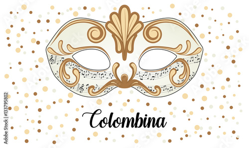 Maschera di carnevale Colombina con coriandoli