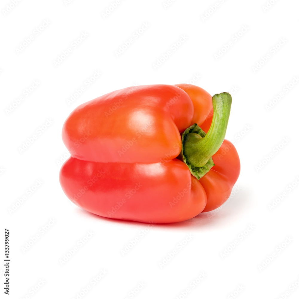 red Bell pepper on white background isolate
